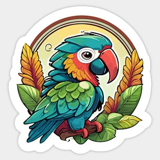 Vibrant Parrot Delights: A Rainbow of Feathers! Sticker